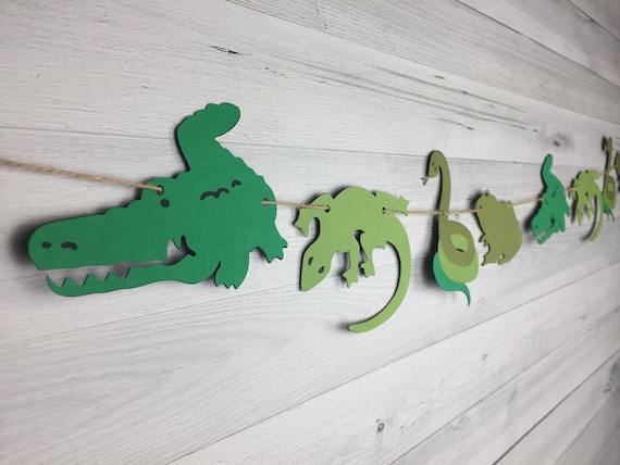 Reptile Garland - Reptile Party - Reptile Banner - Lizard, Alligator, Snake, Frog - Reptile Birthday - Choose Colors - Reptilian Garland Il_570xn