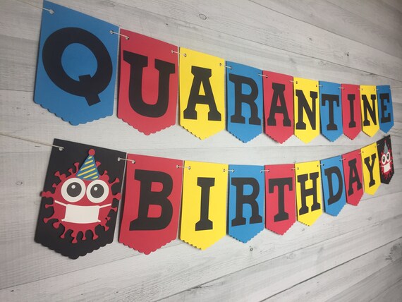 Quarantine Birthday Banner - Quarantine Birthday - Birthday in Quarantine -Quarantine Party -Virus Banner - Quarantine Banner -Virtual Party Il_570xn