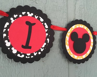 Mickey Highchair Banner - First Birthday - Age Banner - Mickey Mouse Banner - High Chair Banner - Second Birthday - Mickey Party Decor