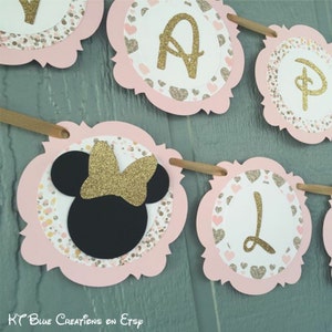 Minnie Birthday Banner - Pink/Gold Minnie Party - Minnie Mouse Birthday -Minnie Decorations -Birthday Party Decorations -Personalized Banner