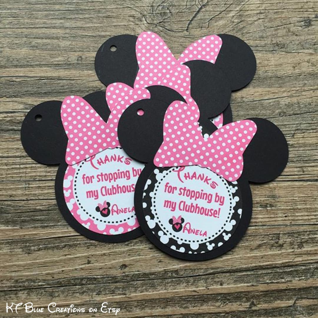 Minnie Favor Tags - Minnie Mouse Gift Tags - Minnie Birthday - Pink ...