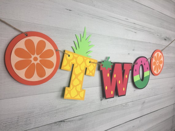 TWOtti Frutti Highchair Banner -Tutti Frutti Birthday -Twotti Frutti - Fruit Highchair Banner -Summer Fruit Age Banner - One/Two Fruit Party Il_570xn
