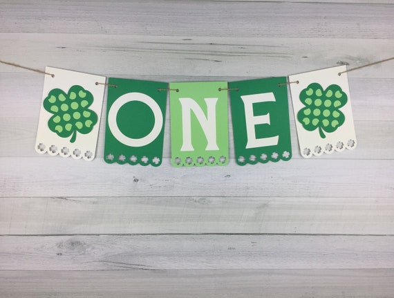 CLOVER Highchair Banner - Shamrock Highchair Banner - One Banner - Two Banner - Lucky One - Two Lucky - Age Banner - St. Patrick's Birthday Il_570xn