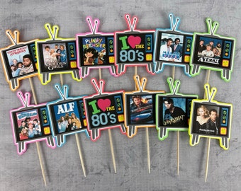 80's TV Shows Cupcake Toppers - 1980's Party - Retro 80's Party - Iconic TV Shows from the 80's - 80's Theme Birthday - 80's Theme Toppers
