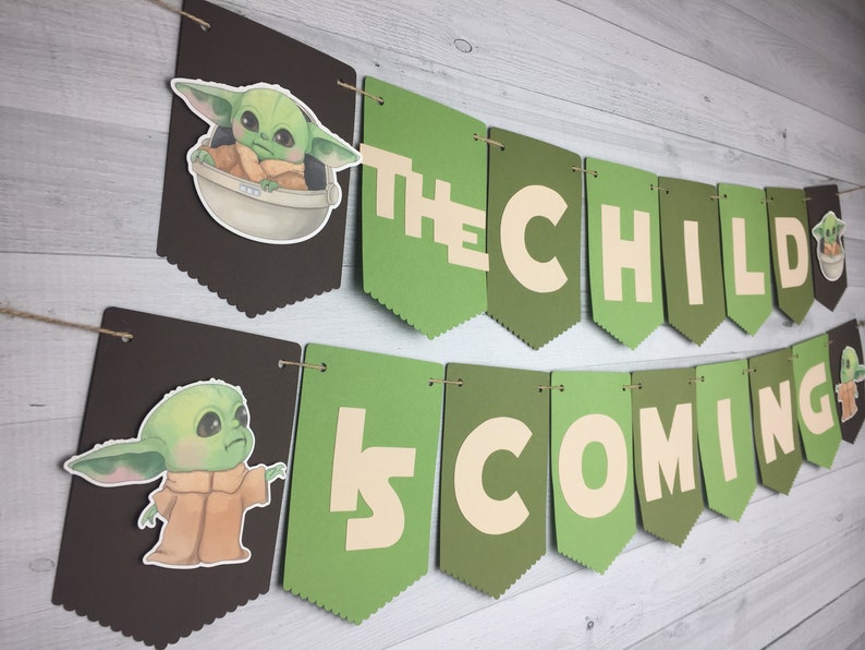 Baby Alien Baby Shower Banner The Child Is Coming Banner The Child Baby Shower Baby Shower Decor Space Wars Baby Shower Alien Child image 2