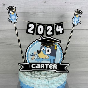 Blue Dog Graduation Cake Topper - Blue Dog Bunting Cake Topper - 2025 Graduation Cake Topper - Graduation Party - Blue Dog Decor - 2 pcs