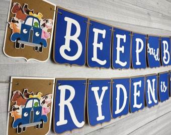 Blue Truck Birthday Banner - Blue Truck Banner - Farm Birthday - Truck & Animals Party - 2nd Birthday Banner - Truck Birthday Decor