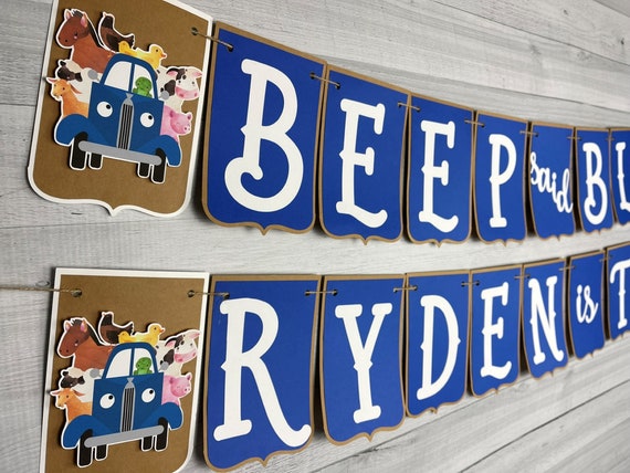 Blue Truck Birthday Banner - Blue Truck Banner - Farm Birthday - Truck & Animals Party - 2nd Birthday Banner - Truck Birthday Decor Il_570xn