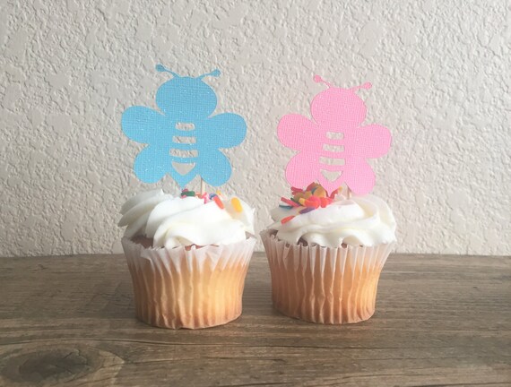 BEE Cupcake Toppers. 12pcs - Bee Gender Reveal Party - What will it bee? - Bee Baby Shower - Cupcake Picks/Donut Toppers - Baby Bumblebee Il_570xn