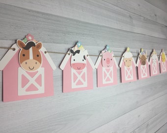 Barn Animals Garland - Barn Garland - Farm Animals Banner - Barn Birthday - Farm Animal Birthday - Choose Colors - Farm Baby Shower Garland