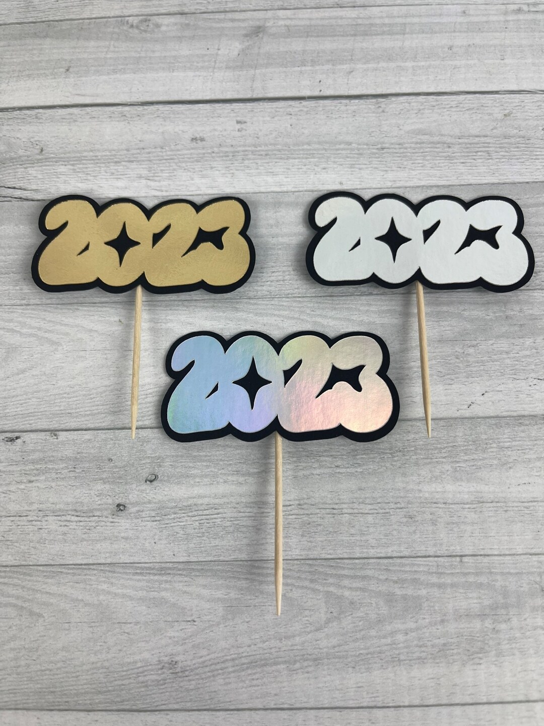 Retro 2025 Cupcake Toppers 2025 Toppers New Year's Eve Decor NYE Party