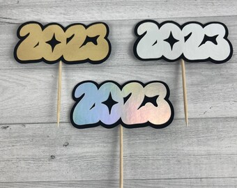 Retro 2026 Cupcake Toppers - 2026 Toppers - New Year's Eve Decor - NYE Party - Foil Cupcake Toppers - 2026 Groovy Disco Toppers - 12 Toppers