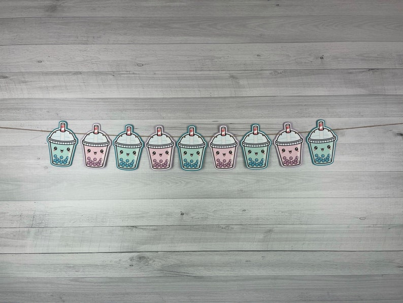 Bubble Tea Garland Kawaii Bubble Tea Boba Tea Garland Bubble Tea Birthday Boba Tea Baby Shower Cute Bubble Tea Decor Choose Colors image 7