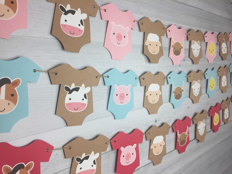Baby Farm Animals Onesie Garland Farm Baby Shower Barn Etsy