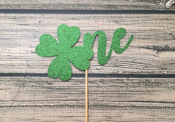 ONE Clover Cake Topper - Clover Birthday Cake Topper - Age Topper - St. Patty Birthday - Lucky One Birthday - Clover Topper - Choose Color Il_570xn