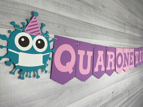 QuarONEtine Banner - Quarantine Birthday - Covid Germ 1st Birthday - Quarantine Party - Virus Banner - QuaranTEEN - QuaranTEN - QuaranTWO Il_570xn
