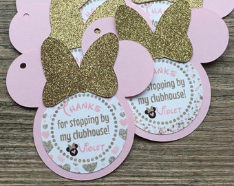 Minnie Mouse Favor Tags - Pink & Gold Minnie Party - Minnie Birthday - Minnie Party Favors - Minnie Favor Tags - Thank You Tags - Set of 12