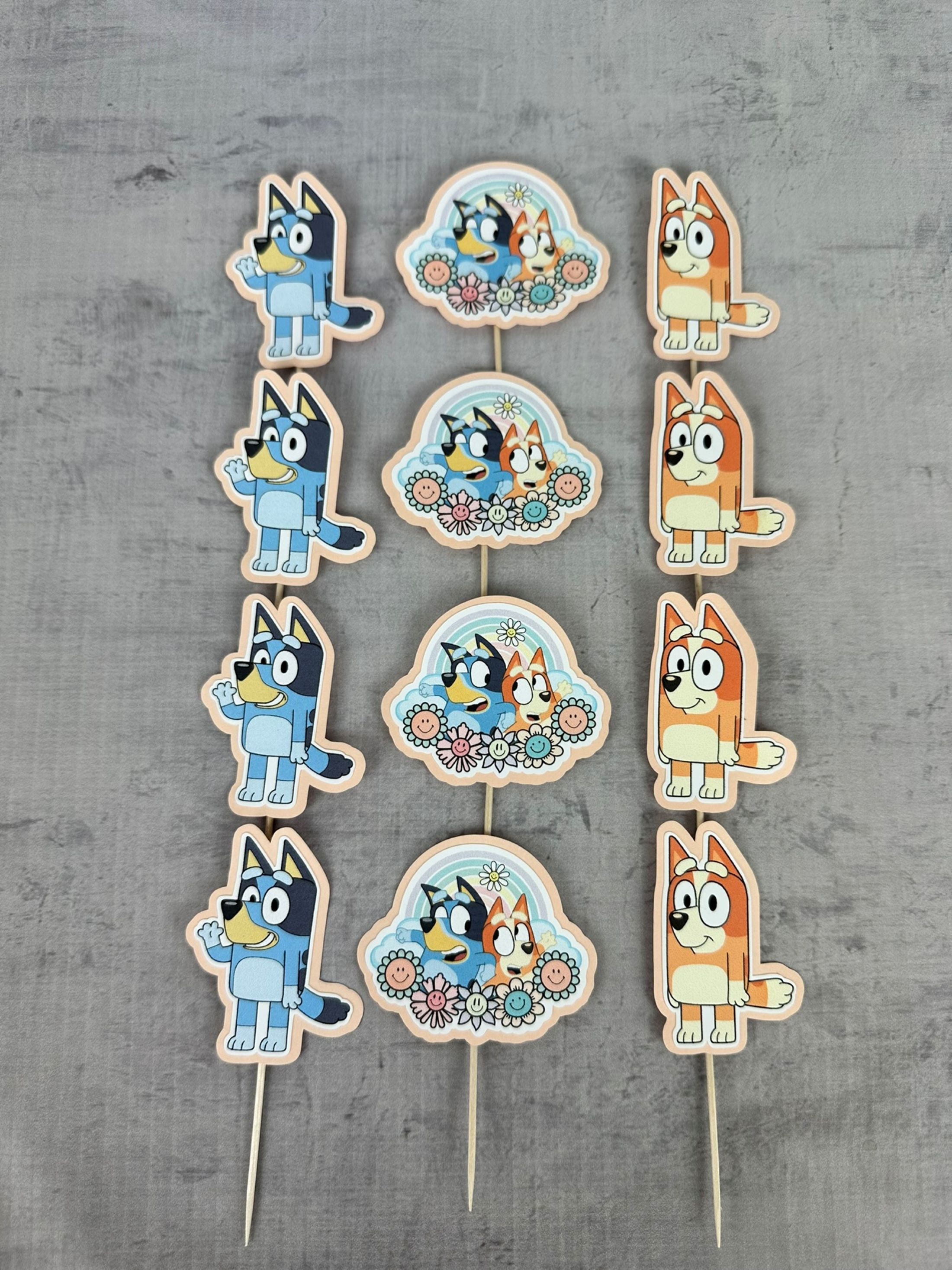 Girly Blue Dog Cupcake Toppers