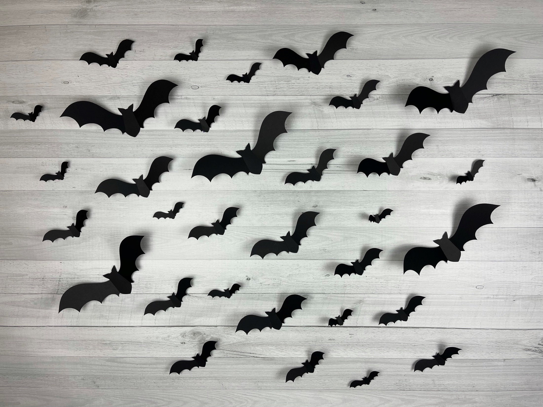 Flying Bat Die Cuts - 3d Wall Bats - Bat Cut Outs - Multi-size Paper Bats - Halloween Wall Bats - Halloween Party - Choose Color - 40 pieces