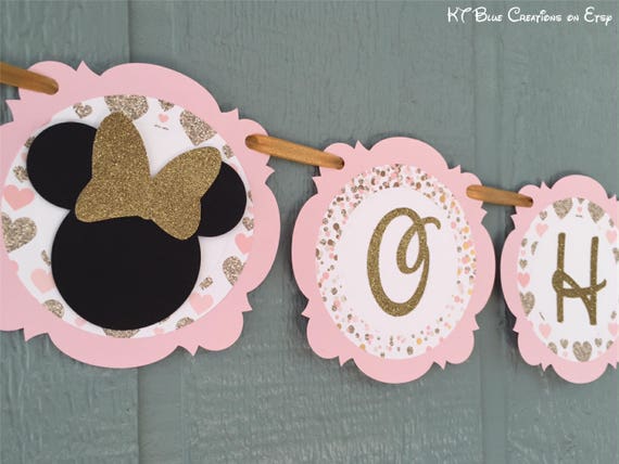 OH TWO-dles Minnie Banner - 2nd Birthday Banner - Oh TWOdles Party - Pink/Gold Minnie Party Decor - 2nd Birthday - Twodles Glitter Banner Il_570xn