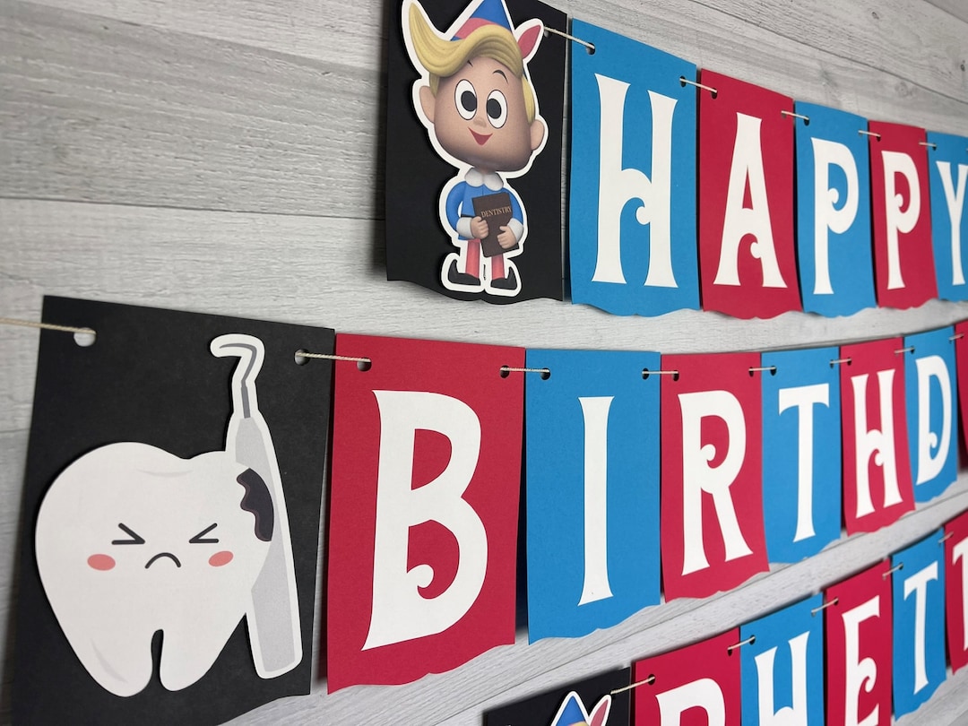 Dentist Elf Banner Hermey the Misfit Elf Christmas Elf Banner Hermey Birthday Banner Dentist Elf