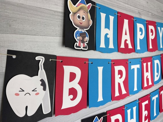 Dentist Elf Banner - Hermey The Misfit Elf - Christmas Elf Banner - Hermey Birthday Banner - Dentist Elf Birthday - Cute Elf - Kawaii Teeth Il_570xn