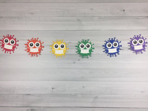 Quarantine Virus Garland - Quarantine Birthday -Birthday in Quarantine -Quarantine Party - Virus Banner -Social Distance - Quarantined - 6ft Il_570xn
