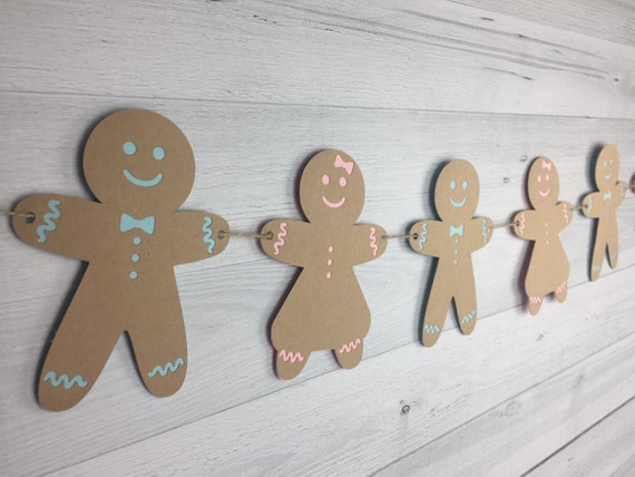 GINGERBREAD Gender Reveal Garland - Christmas Baby Shower - Gingerbread Banner -Boy Or Girl Banner -Gender Reveal Baby Shower -Winter Shower Il_570xn