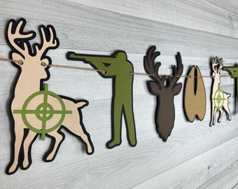 Deer Hunting Garland - Hunter Birthday - Hunting Banner - Camo Hunting Party - Deer Hunting Birthday - Little Hunter - Birthday Garland