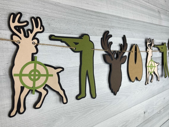 Deer Hunting Garland - Hunter Birthday - Hunting Banner - Camo Hunting Party - Deer Hunting Birthday - Little Hunter - Birthday Garland Il_570xn
