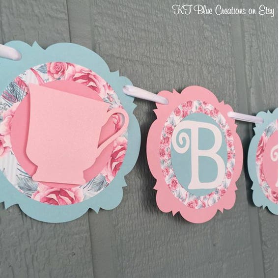 BRIDE TO BE Banner - Bridal Tea Party - Tea Party Shower - Shabby Chic Bridal Shower Decor - Light Pink/Light Blue Shower Decor - Tea Party Il_570xn