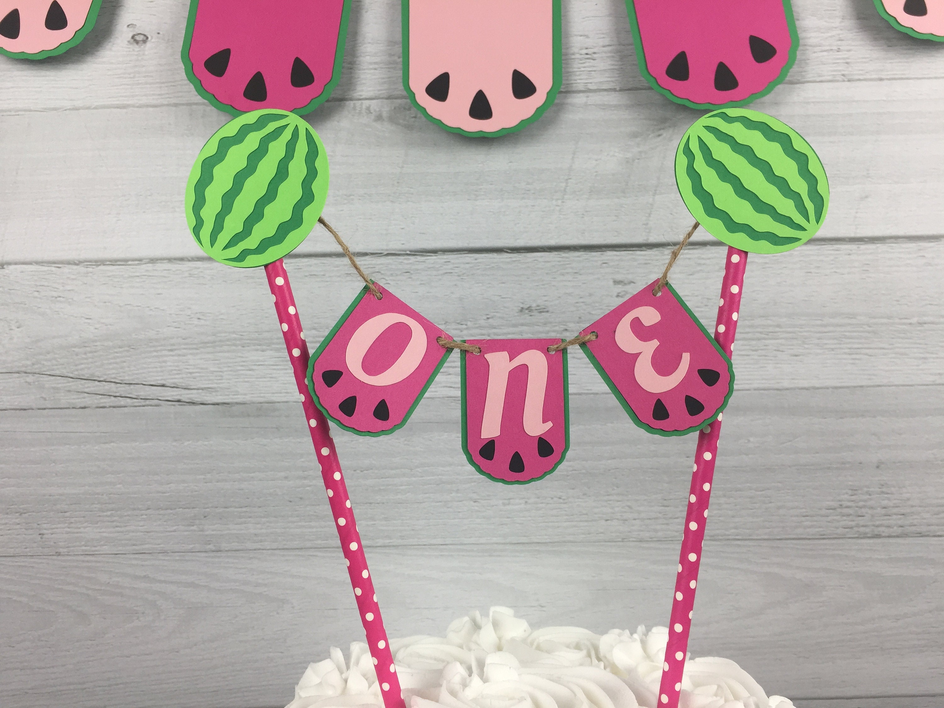 Watermelon Cake Topper Watermelon Bunting Cake Topper Etsy