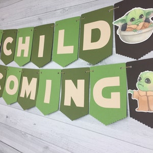 Baby Alien Baby Shower Banner The Child Is Coming Banner The Child Baby Shower Baby Shower Decor Space Wars Baby Shower Alien Child image 4