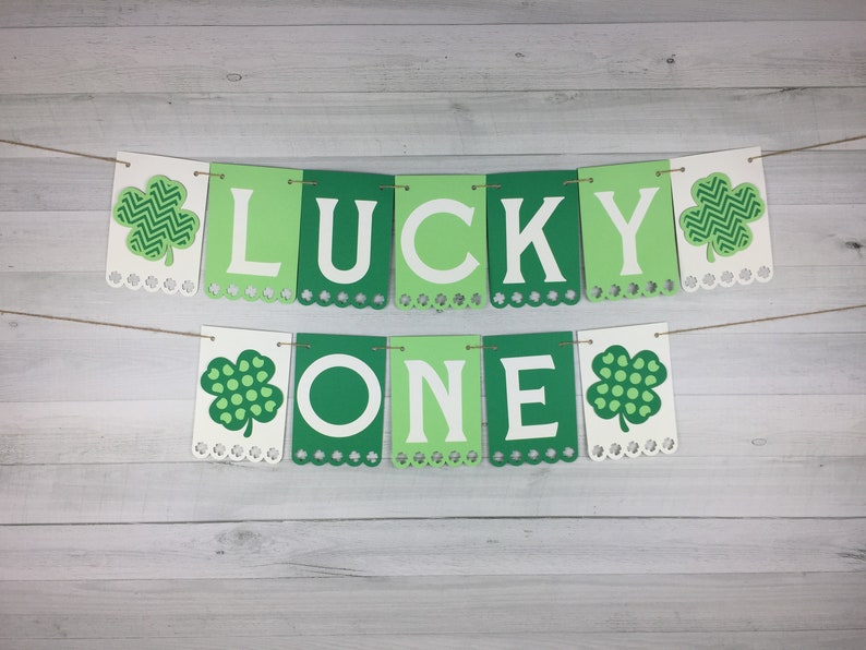 LUCKY ONE Banner Two Lucky Banner Clover Birthday Banner Lucky One Birthday Two Lucky Party Decor Shamrock Banner St. Patrick's image 1