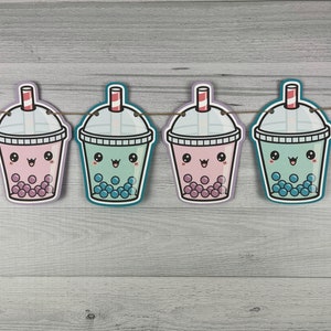 Bubble Tea Garland Kawaii Bubble Tea Boba Tea Garland Bubble Tea Birthday Boba Tea Baby Shower Cute Bubble Tea Decor Choose Colors image 4