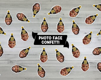 Custom Face CONFETTI - 21st, 30th, 40th Party- Custom Photo Cutouts -Fun Birthday - Bachelorette Party- Custom Face Decorations - 50 pieces