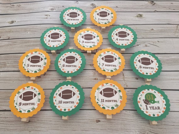 Football Photo Clips -Football First Birthday-First Year Banner-Custom Colors-Sports 1st Birthday-1st Year Photo Clips -Monthly Photo Banner Il_570xn