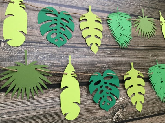 Jungle Leaf Garland - Leaf Banner - Safari Party Decor - Wild Things Birthday - Dinosaur Party - Baby Shower - 1st Birthday - Jungle Leaves Il_570xn