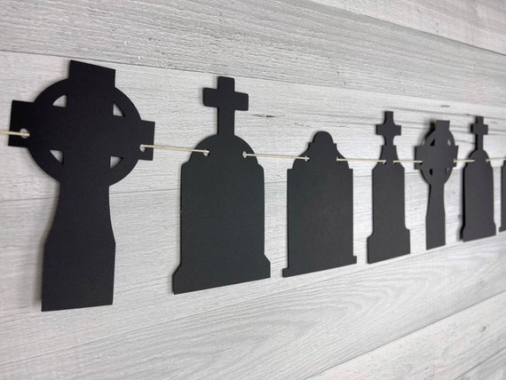 TOMBSTONE Garland - Tombstone Banner - Graveyard Halloween Decor - Halloween Party - Halloween Birthday - Over The Hill Decor - Tombstones Il_570xn