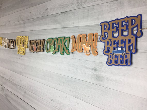 Little Blue Truck ANIMAL SOUNDS Garland - Beep Beep Beep Birthday - Little Blue Truck Birthday - Farm Animals Garland - Baby Shower Garland Il_570xn