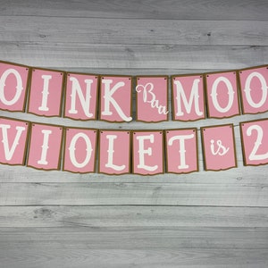 Oink Baa Moo Birthday Banner - Farm Animal Banner - Barn Birthday - Barn & Animals Party - 2nd Birthday Banner - Farm Birthday Decor