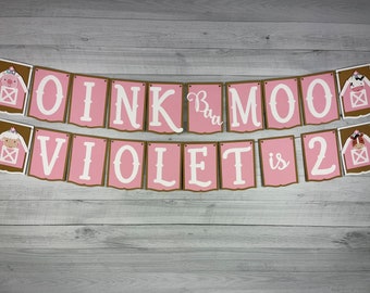 Oink Baa Moo Birthday Banner - Farm Animal Banner - Barn Birthday - Barn & Animals Party - 2nd Birthday Banner - Farm Birthday Decor