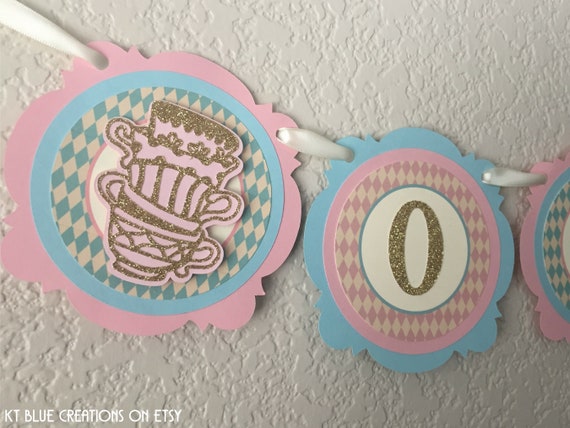 Alice In Wonderland Highchair Banner - Tea Party Banner - ONEderland banner - One or Two Highchair Banner - Shabby Chic Vintage Tea Party Il_570xn