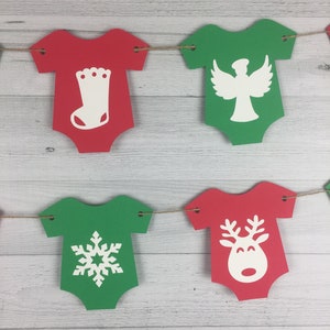 Christmas Baby Shower Garland Christmas Baby Shower Winter 1st Birthday Baby Onesie Banner Baby Shower Banner Christmas Baby Onesie image 4