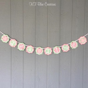 TEA TIME Tea Party Banner Light Pink, Mint, Shabby Chic Floral Tea Party Birthday Baby Shower Bridal Shower Photo Prop Banner image 4