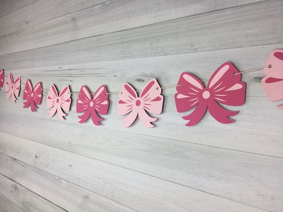 HAIRBOW Garland - Layered Hair Bow Garland - Hair Bow Birthday - Hairbow Party Decor - Pink Bows - Bow Garland - Girl Birthday Garland Il_570xn