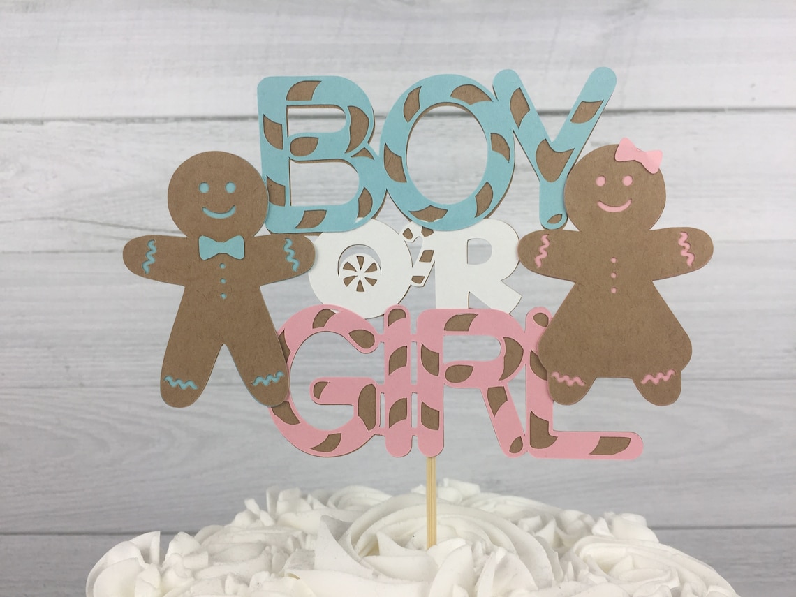 GINGERBREAD Gender Reveal Cake Topper Boy or Girl Cake - Etsy