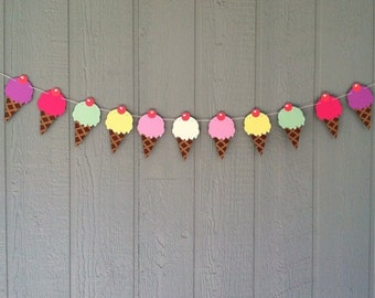 Ice Cream Cone Garland - Ice Cream Party - Summer Treats Garland - Ice Cream Banner - Ice Cream Social - Ice Cream Birthday - Garland