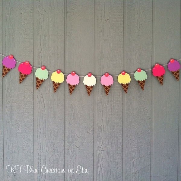 Ice Cream Cone Garland - Ice Cream Party - Summer Treats Garland - Ice Cream Banner - Ice Cream Social - Ice Cream Birthday - Garland