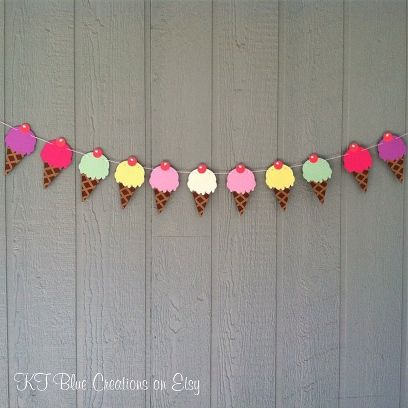 Ice Cream Cone Garland Ice Cream Party Summer Treats Etsy